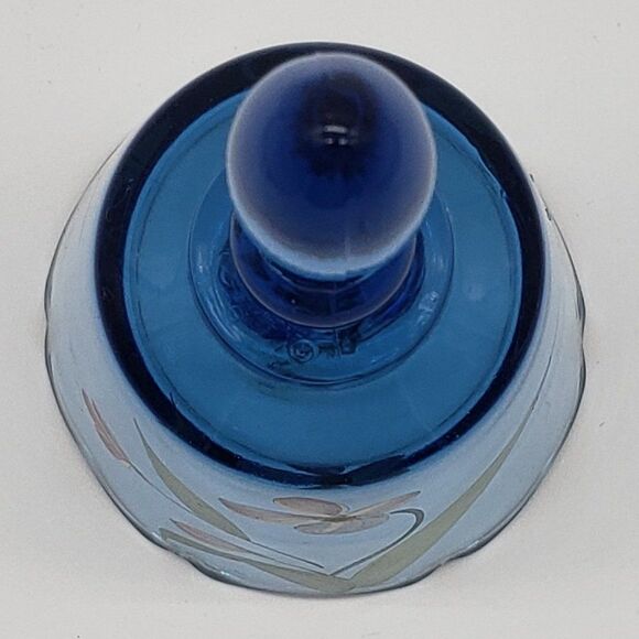 Fenton Signed Hand Painted Blue Floral Art Glass Bell - Picture 2 of 12